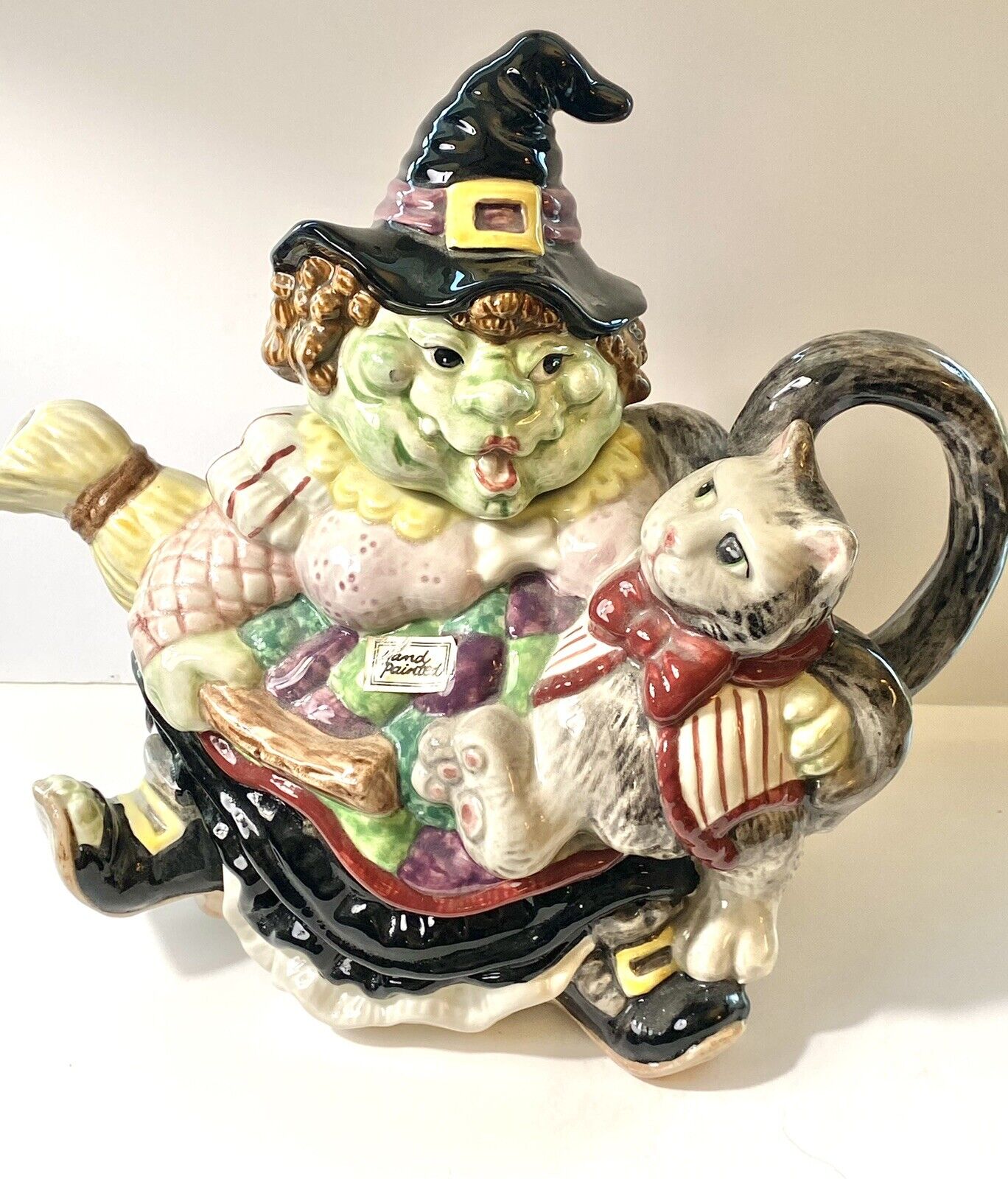 Vintage Estate Gypsy Witch Teapot Fritz And Floyd Cat Halloween 1992