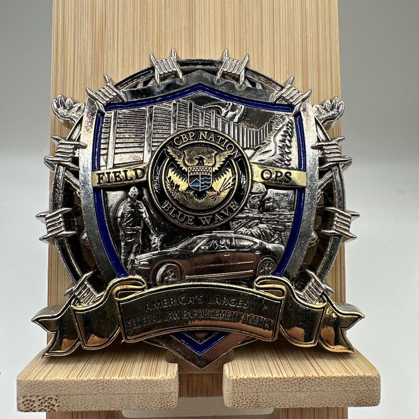 US CBP Field Operations Blue Wave Challenge Coin Cutout Tactical Rifles K9