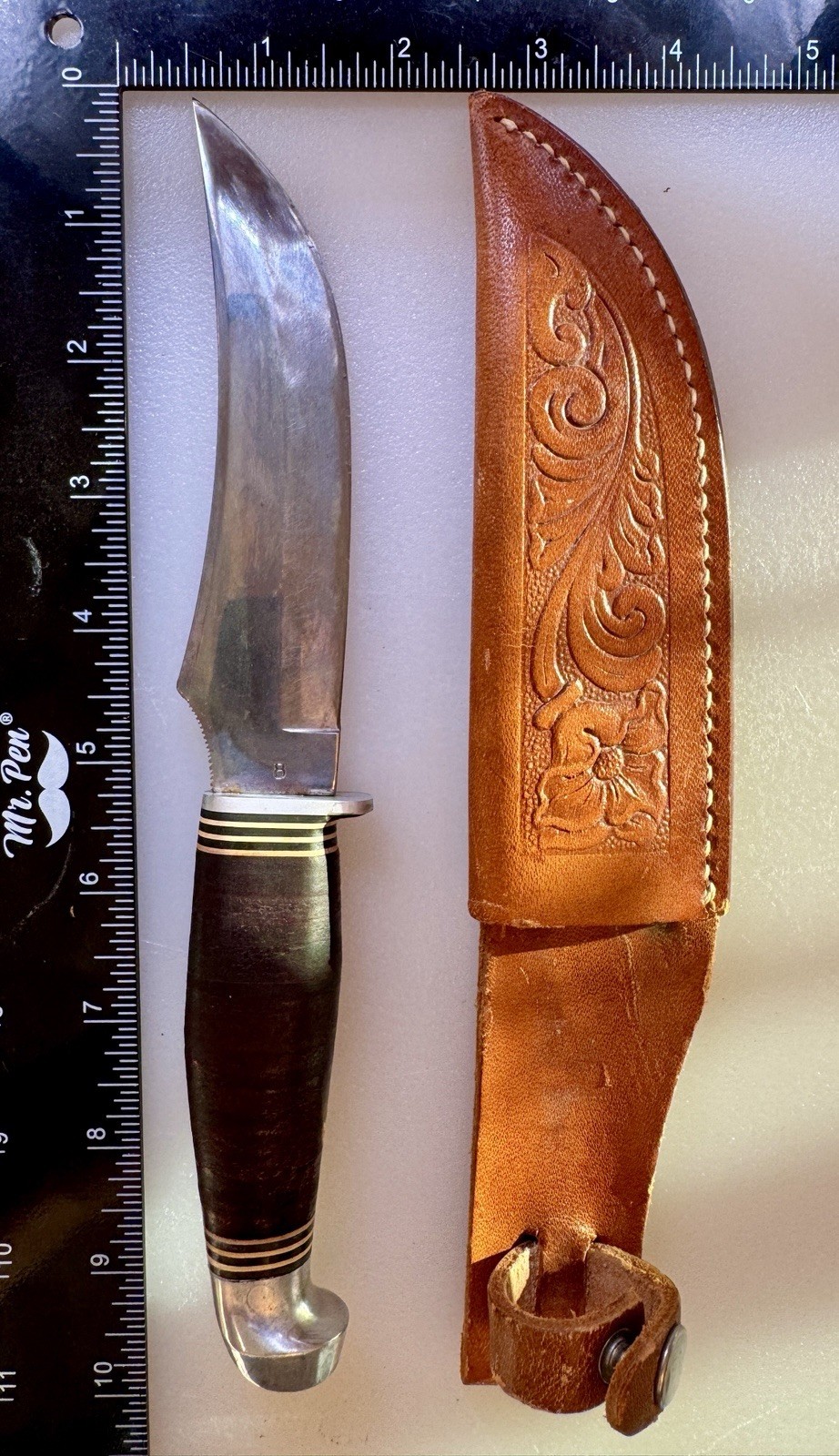 Vintage Robeson Fixed Blade Hunting Knife No 8 USA Original Leather Sheath