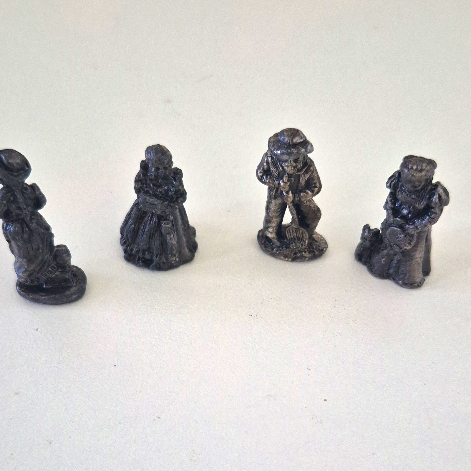 Metal Lot of 4 Miniature Figurines Gray