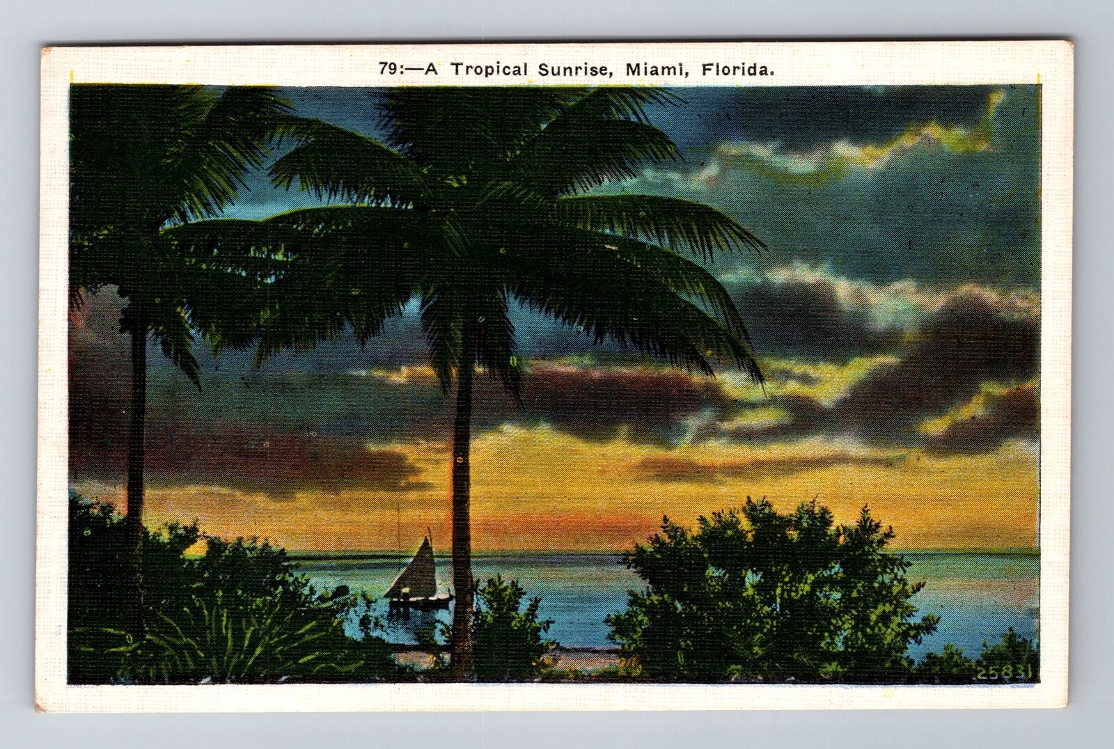 Miami FL-Florida, A Tropical Sunrise, Antique, Vintage Postcard