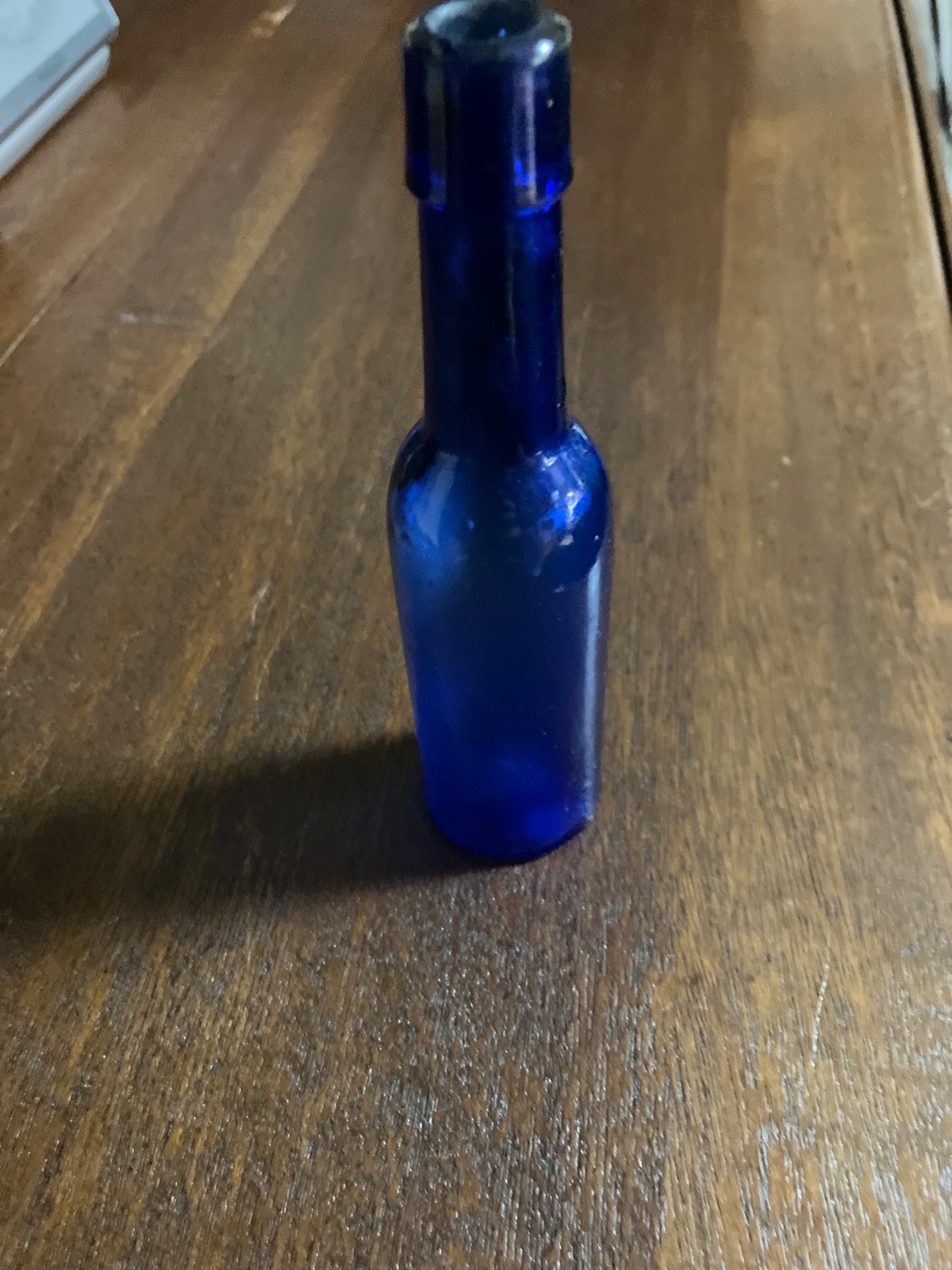 Antique Blue Glass Ink Bottle with Long Neck