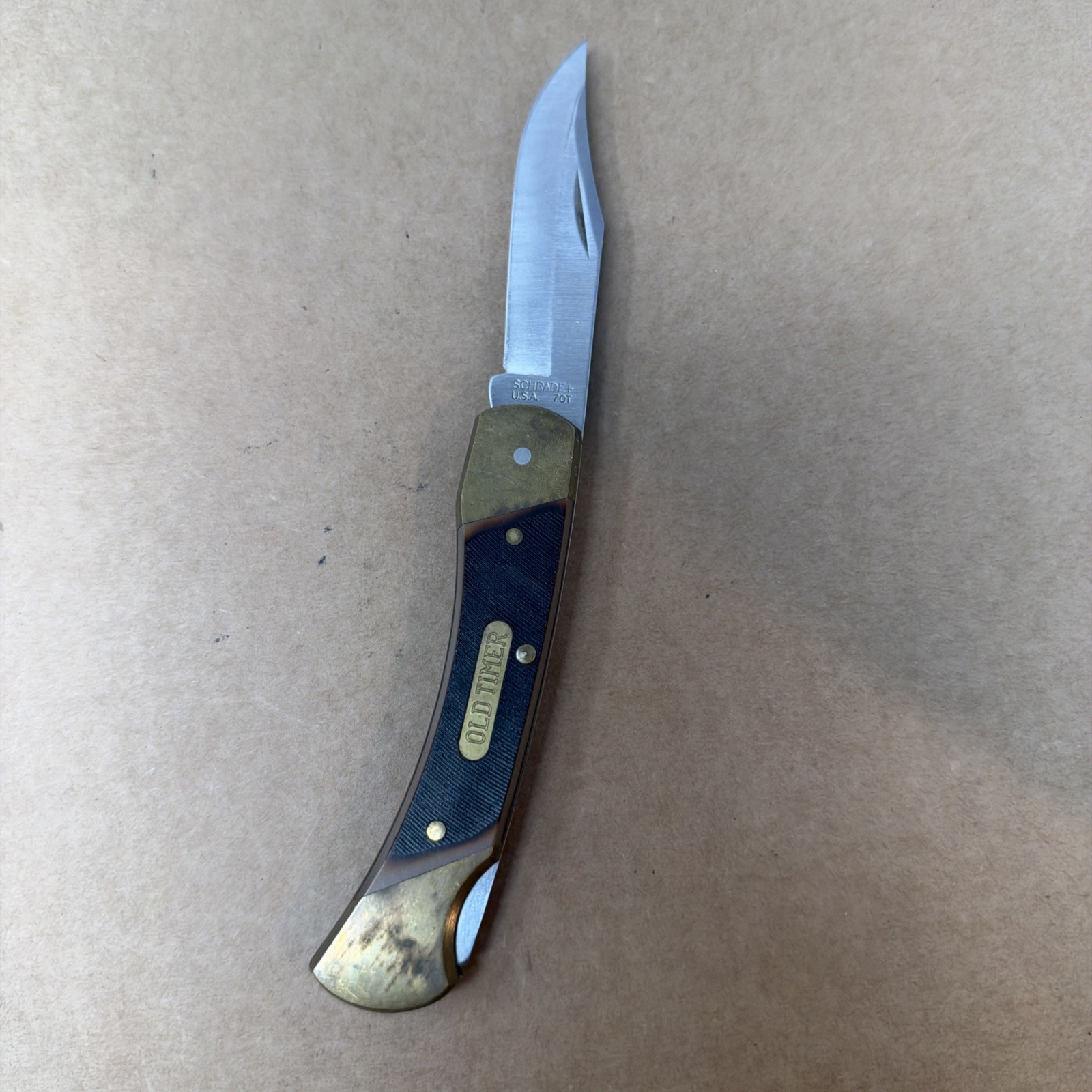 Vintage Schrade Plus Old Timer USA 70T Folding Hunter Knife