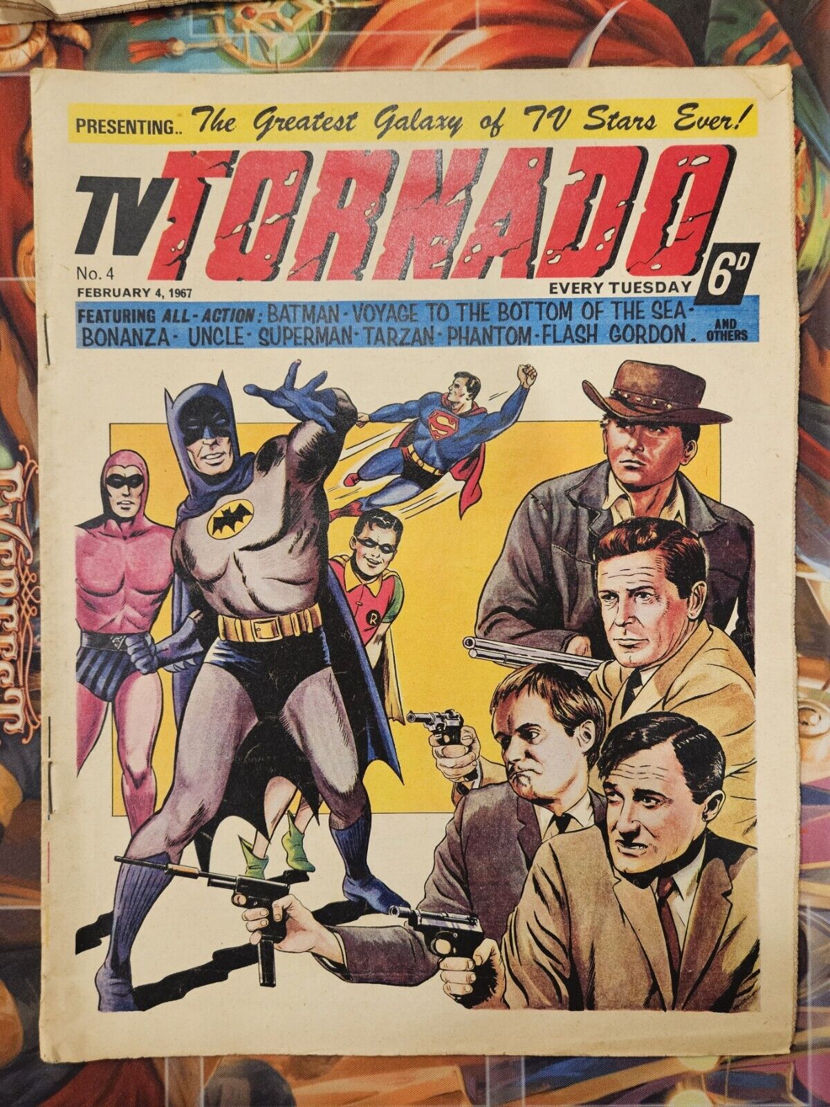 TV Tornado 1967 #4 Batman Superman, Flash Gordon, Tarzan Vintage UK Comic