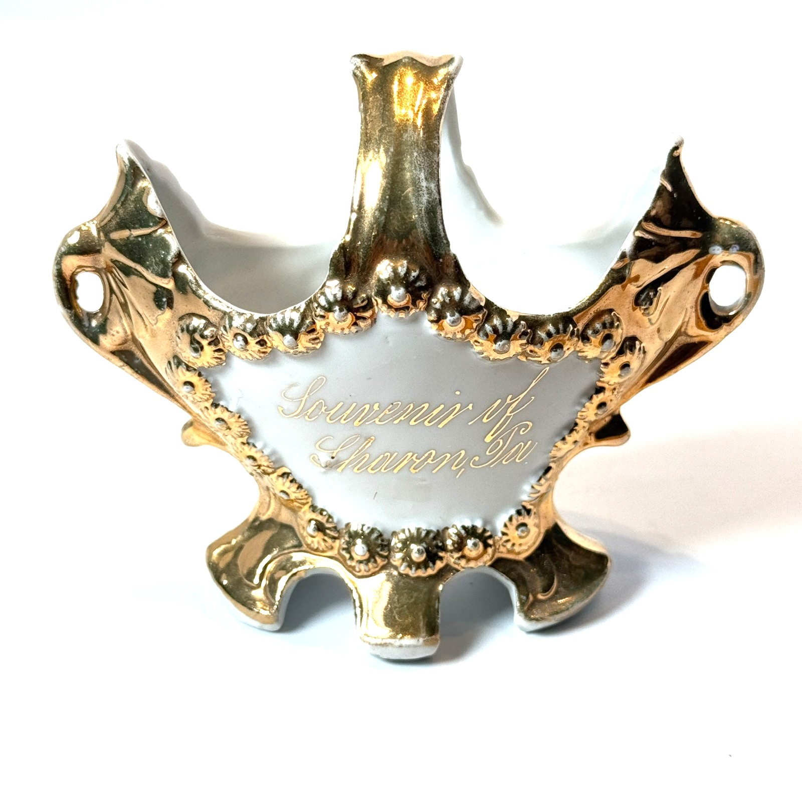 SHARON Stroudsburg, Pennsylvania PA Antique Souvenir China GOLD TRINKET 