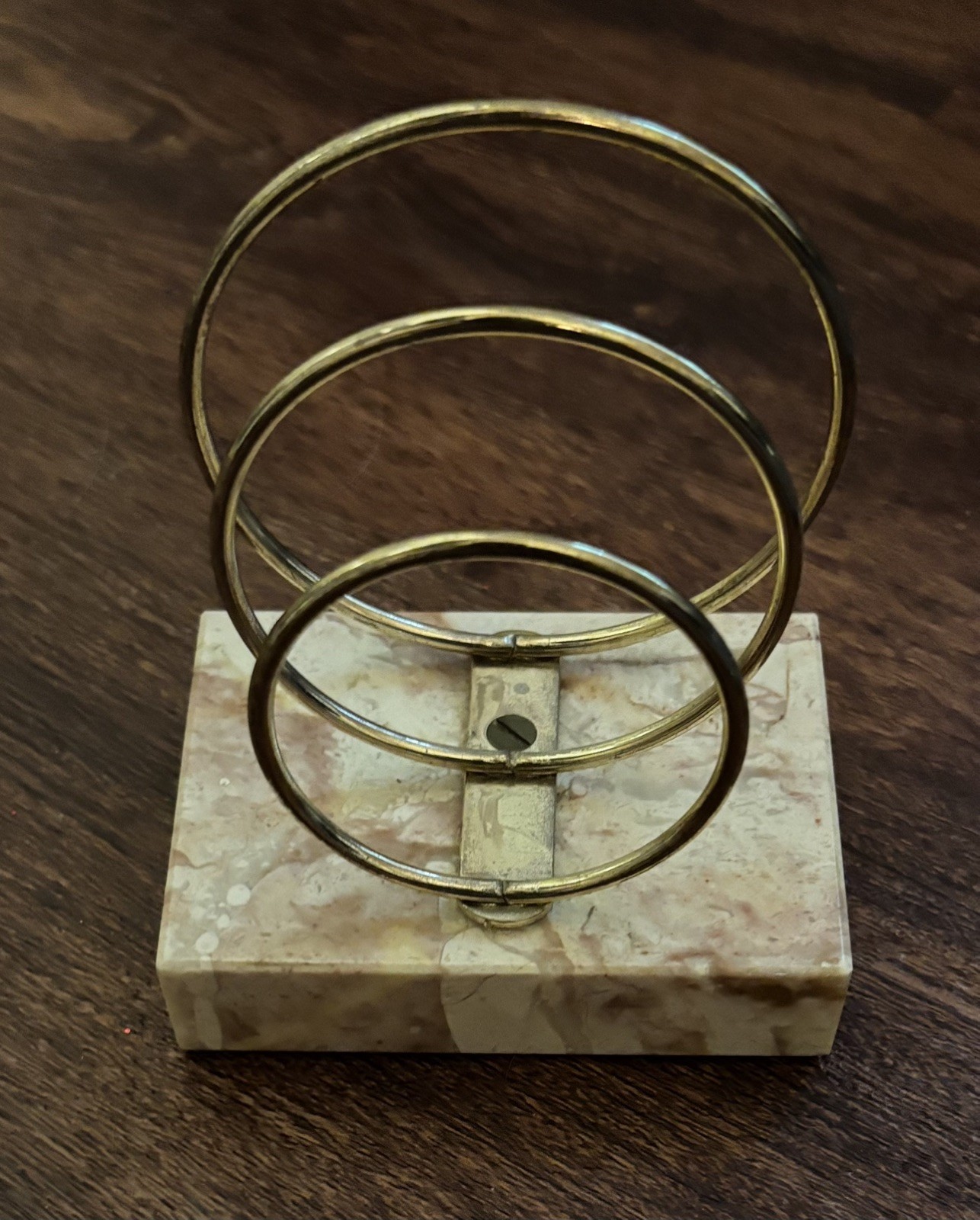 VINTAGE Pink Marble & Brass Letter/ Envelope Holder -Gorgeous - Great condition 
