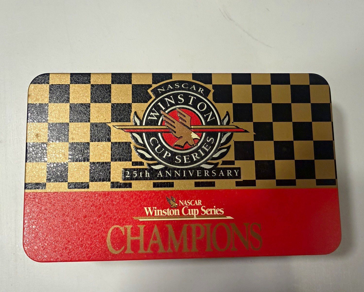 Winston Cup Series NASCAR 25th Anniversary Champions Advertising Tin Red/Black