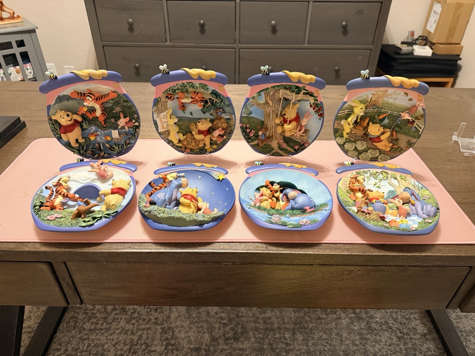Disney Winnie The Pooh 3D Collectors Plates Lot/ Poohs HunnyPot Adventures / 8