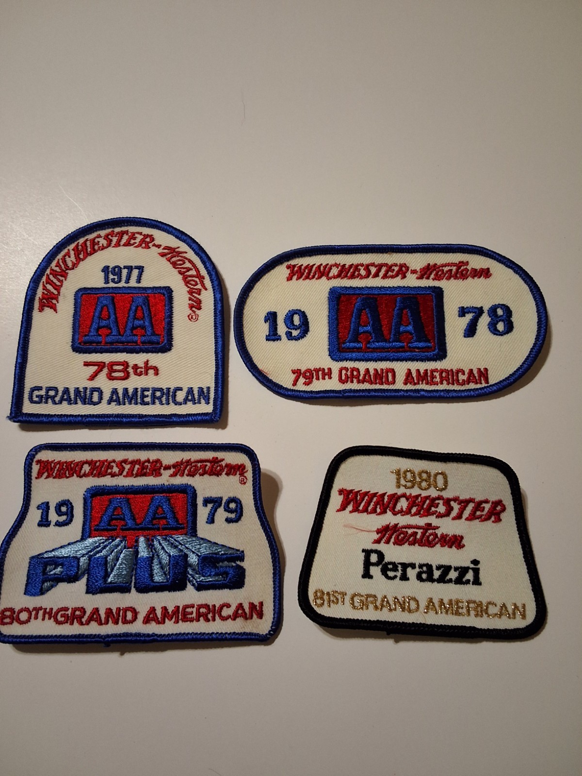 WINCHESTER WESTERN GRAND AMERICAN IRON ON PATCH 1977-1980 VINTAGE 4 PATCH LOT