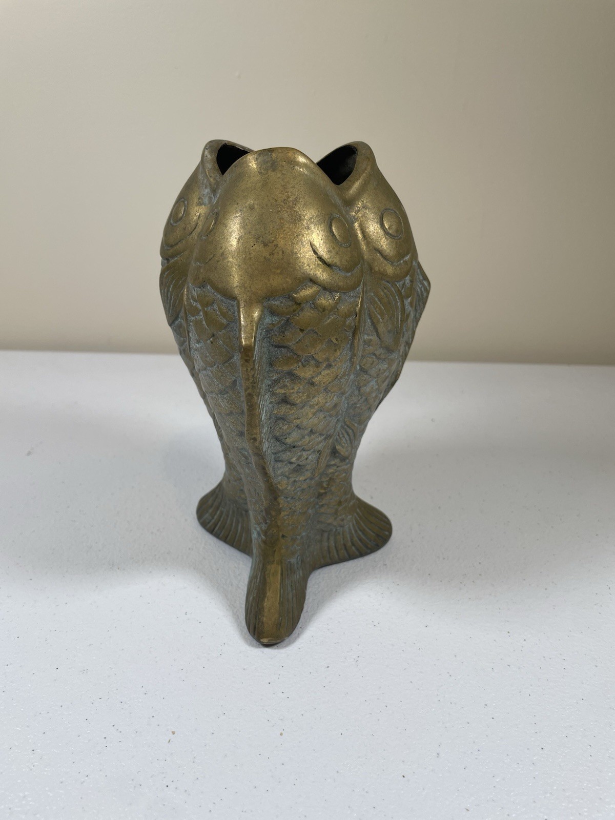 Vintage Mid Century Brass Koi Carp Leaping Fish Vase Patina 8 Vintage Mid Century Brass Koi Carp Leaping Fish Vase Patina 8