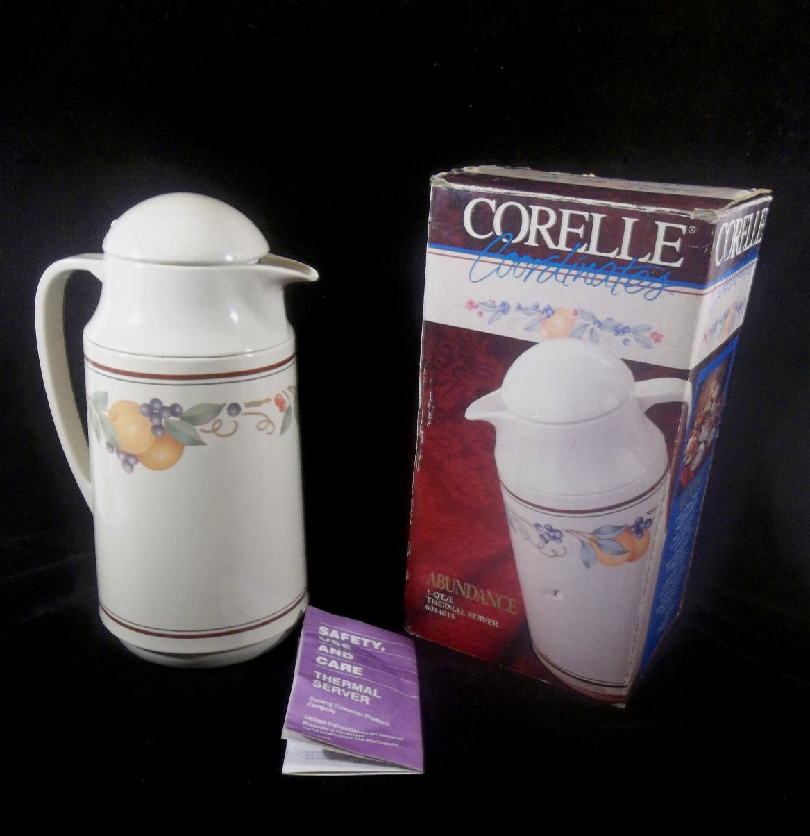 Vintage 1990s Corning Corelle Abundance 1 Quart Thermique Thermal Server