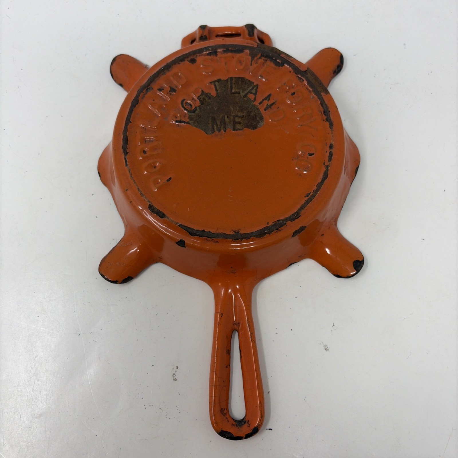 Original Vintage Portland Stove Foundry Cast Iron Skillet Ashtray ME - Painted