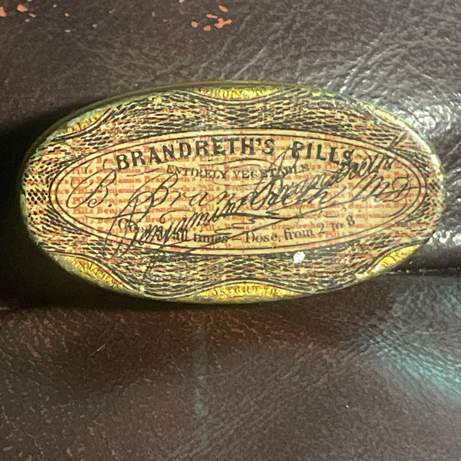 Antique Brandreth’s Pills Tin Early 1900’s Vintage Pill Box Apothecary