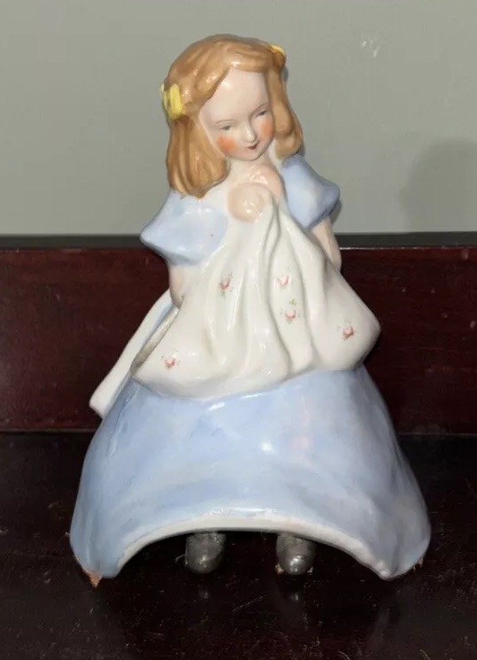 Vintage Ceramic Sweet Girl Blue Dress Planter / Vase 7” Vintage Ceramic Sweet Girl Blue Dress Planter / Vase 7”
