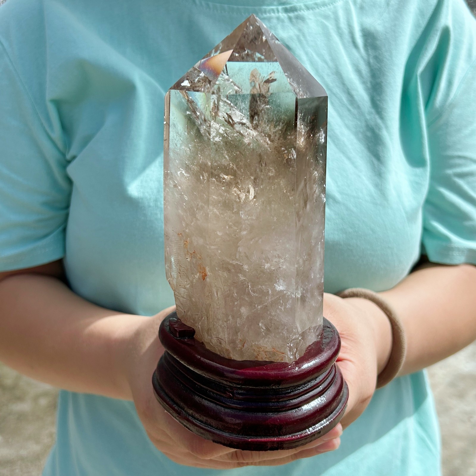 All 2.6LB Natural Smoky Quartz Crystal Point Obelisk Healing Home Decor G8053