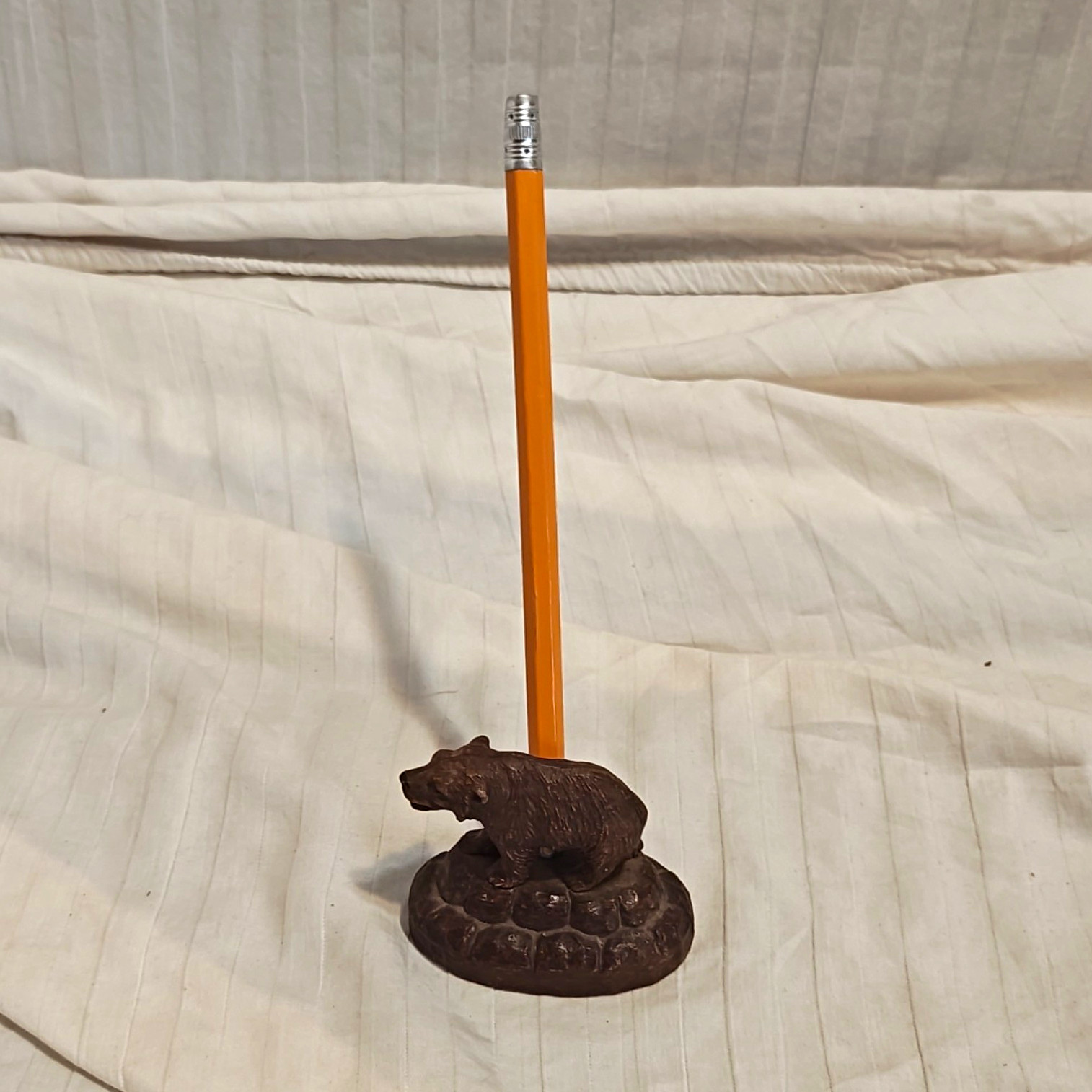 Antique Black Forest Carved Wood Bear Pencil Pen Holder Stand Vintage Folk Art