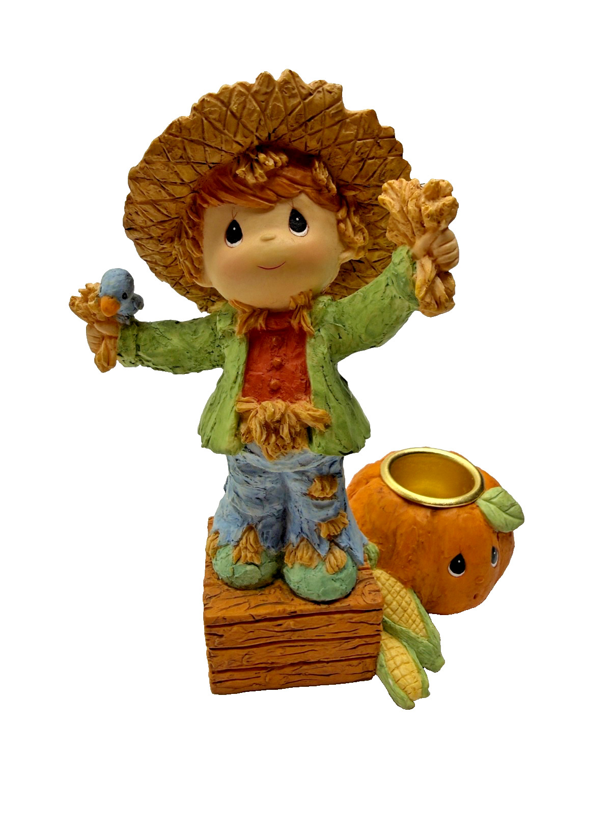 Precious Moments Fall Scarecrow Resin Multicolor Figure Candle Holder 1999
