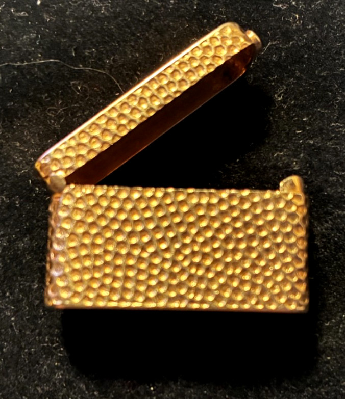 Vintage 14K Solid Gold Pill Box 13g Red Gemstone Engraved Michael