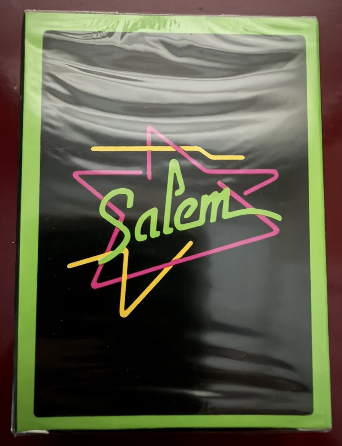 VINTAGE SALEM CIGARETTES PLAYING CARDS. FACTORY SEALED Green/black Neon