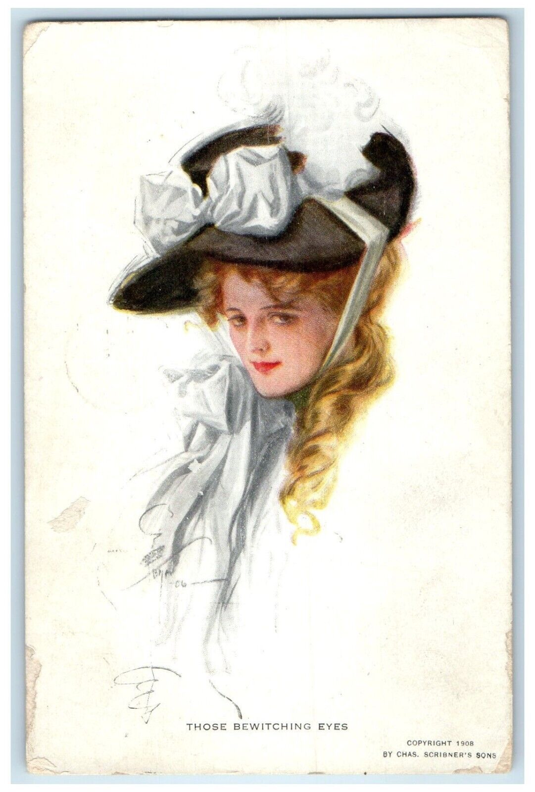 1911 Pretty Woman Those Bewitching Eyes Topeka Kansas KS Posted Antique Postcard