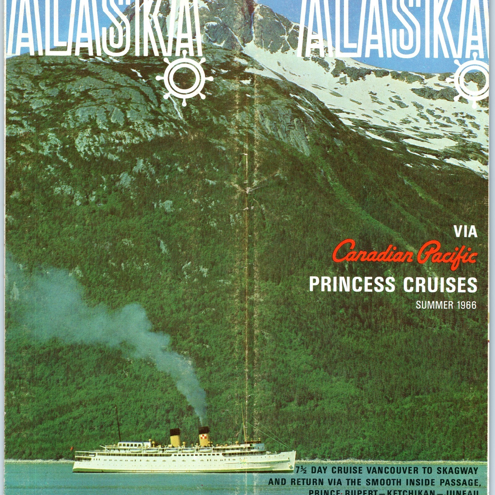 1966 Canadian Pacific Alaska Princess Cruise Ship Advertising Brochure Steam 4K