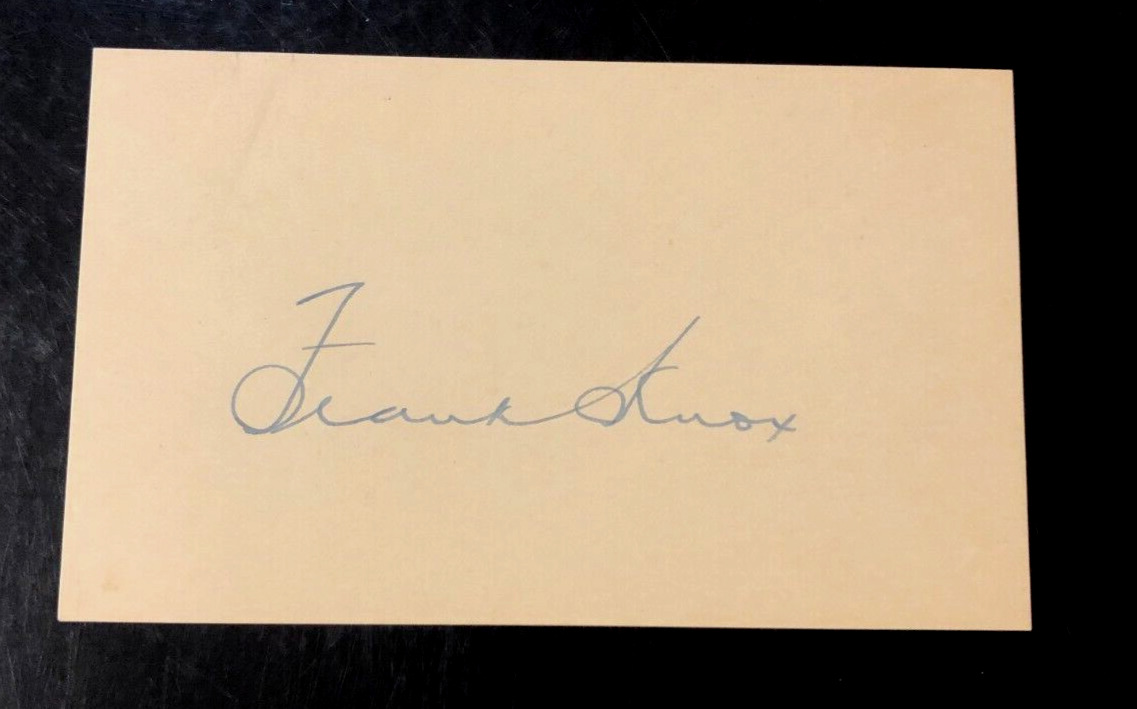 FRANK KNOX Signed Index Card WWII SECRETARY OF THE NAVY