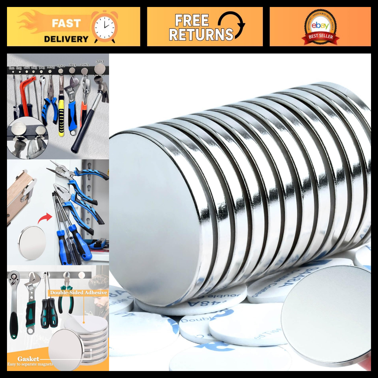Super Strong Neodymium Disc Magnets, Rare Earth Magnets Heavy Duty with Double-S