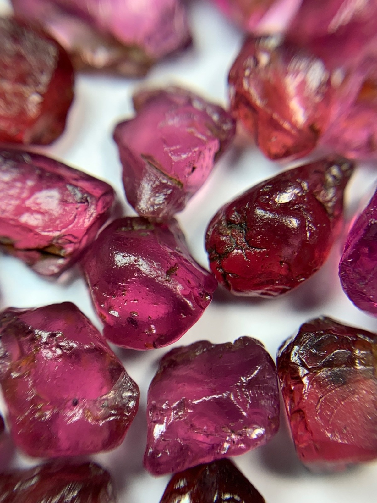 Natural exquisite 48 carat rough rhodolite garnet Faceting grade from Africa
