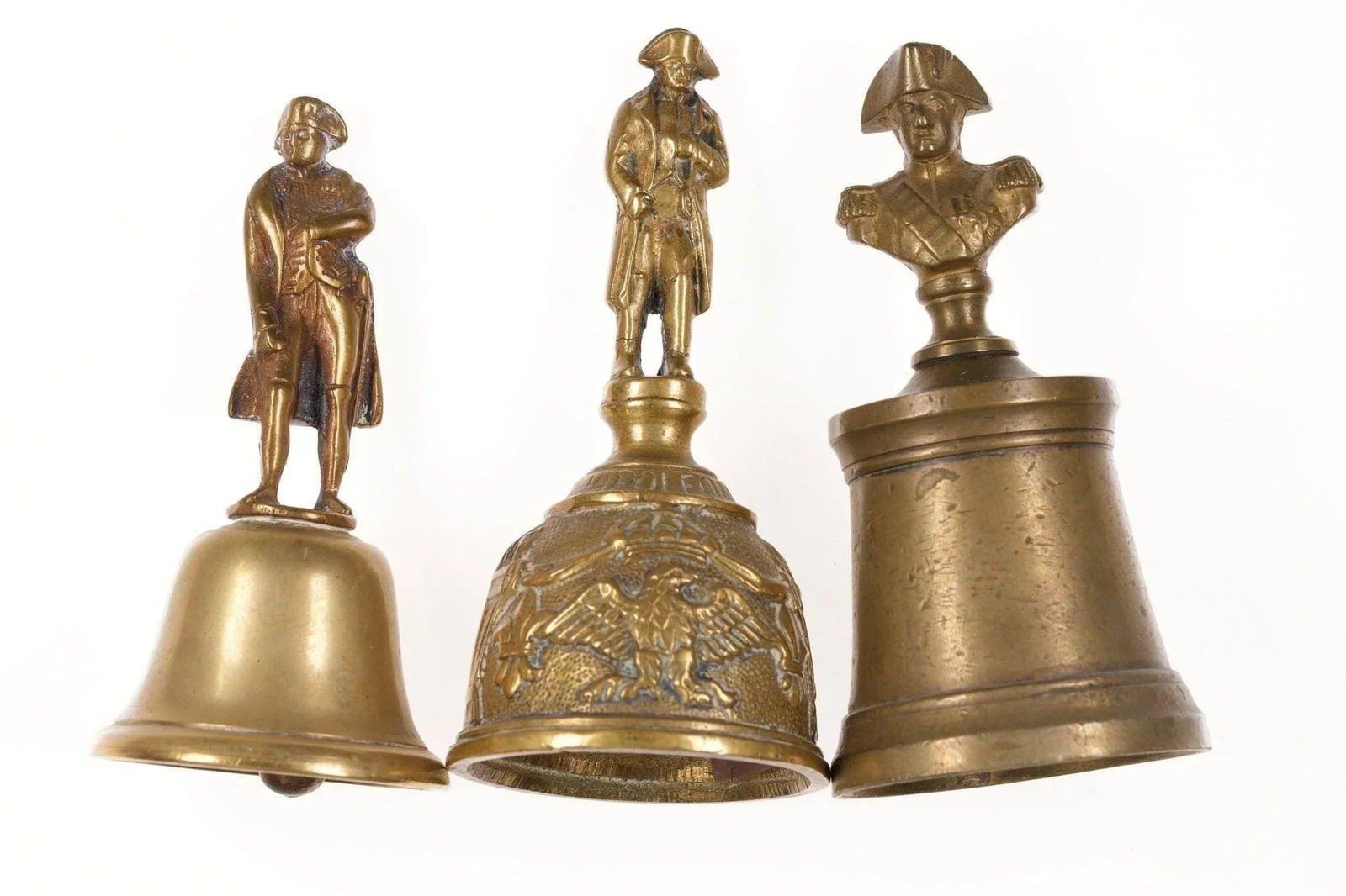 3 Antique Bronze Napoleonic Table Bells