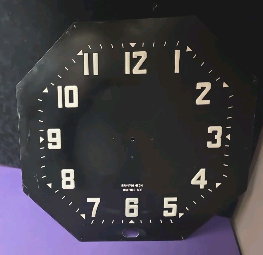 Original 1940's Neon Clock Face Raised Number 24