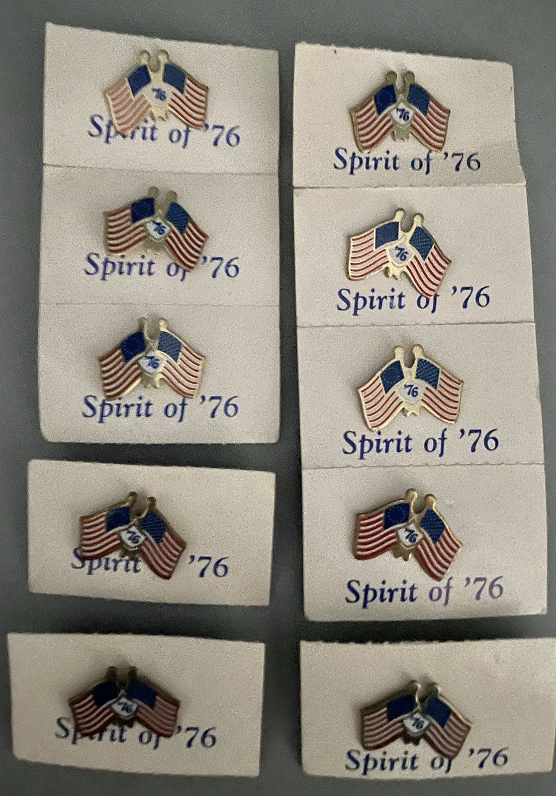 Lot of 10 Vintage 1776-1976 Bicentennial Lapel Pins Spirit of 76 Patriotic Flags