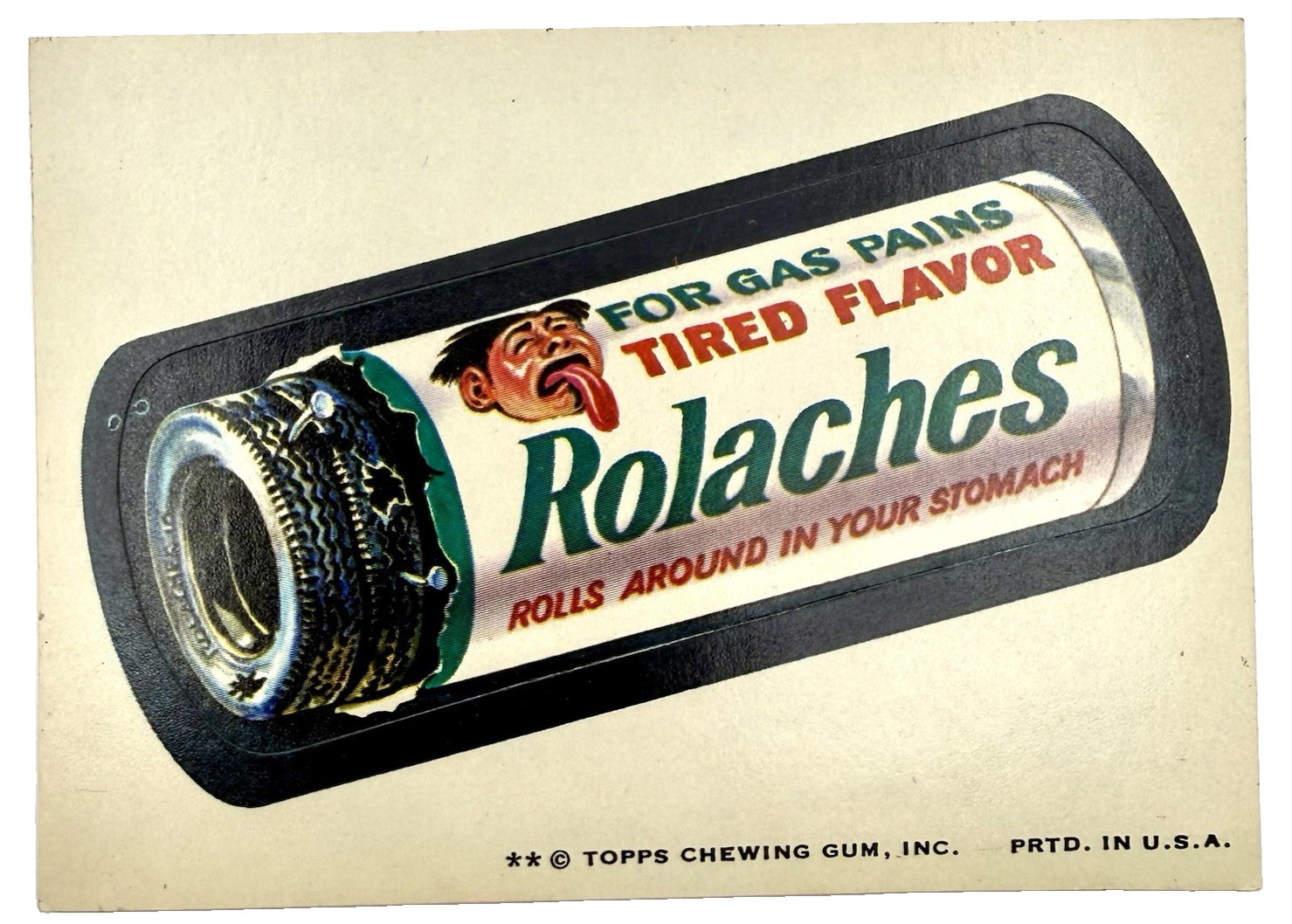 1974 Topps Wacky Packages 8th Series Rolaches Sticker Tan Back Original Vintage 1974 Topps Wacky Packages 8th Series Rolaches Sticker Tan Back Original Vintage