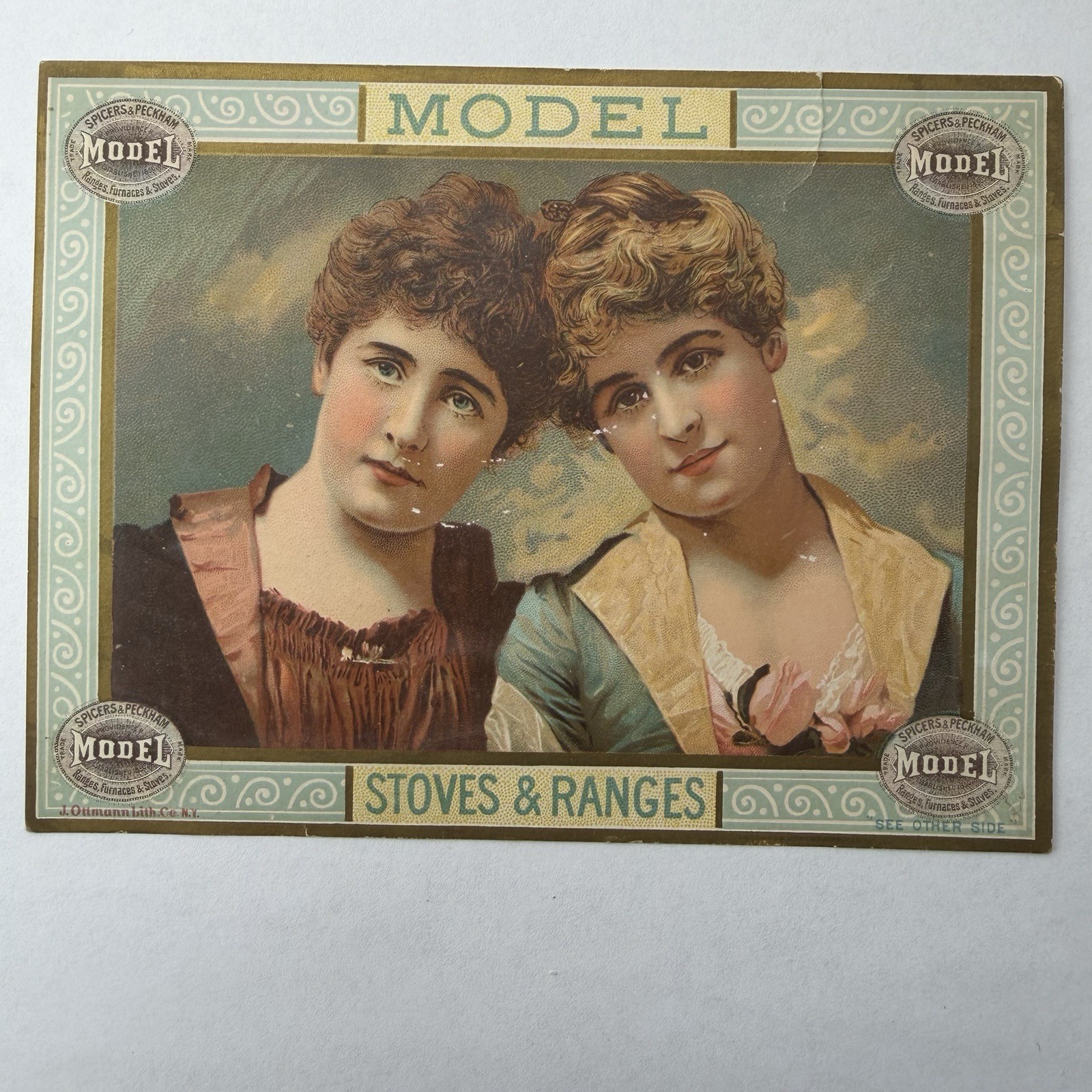 Spicer Stove Co Providence RI Trade Card Model Ranges Stoves Victorian Antique