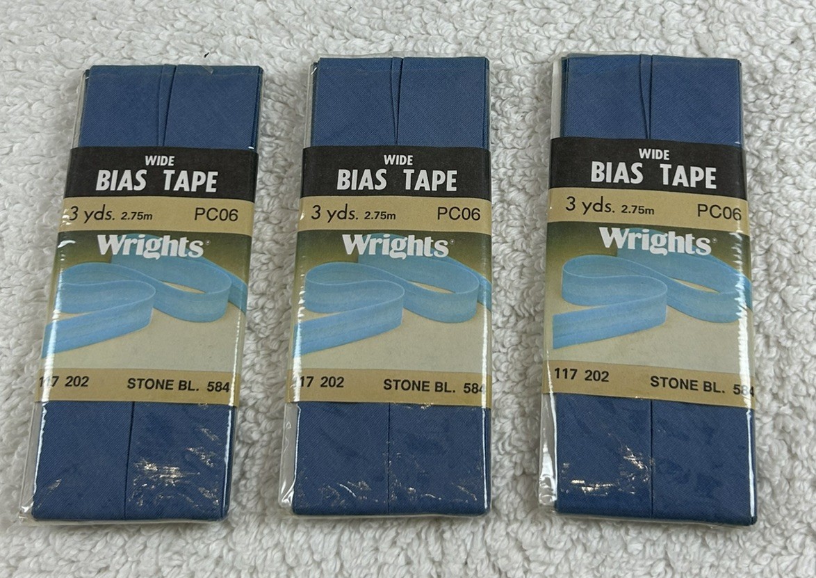 NOS 3 Pkgs VTG 1986 Wrights Poly/Cotton Wide Bias Tape STONE BL. 584 117 202