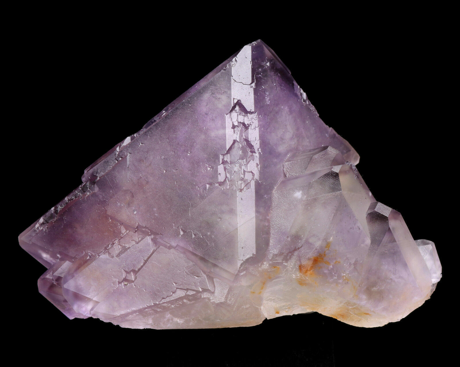 2.16lb Natural Clear Large Purple Octahedral Fluorite Crysal Cluster Mineral
