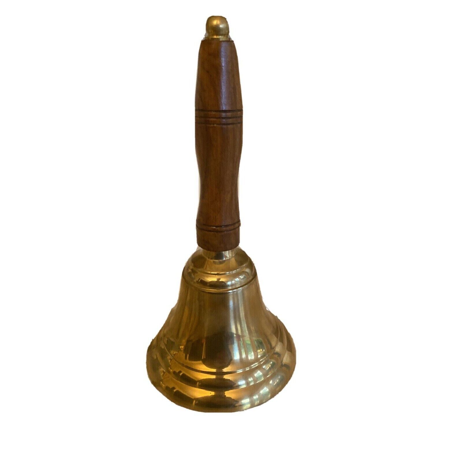 Brass Hand Held School Maritime Bell with Wooden Handle 10 inch