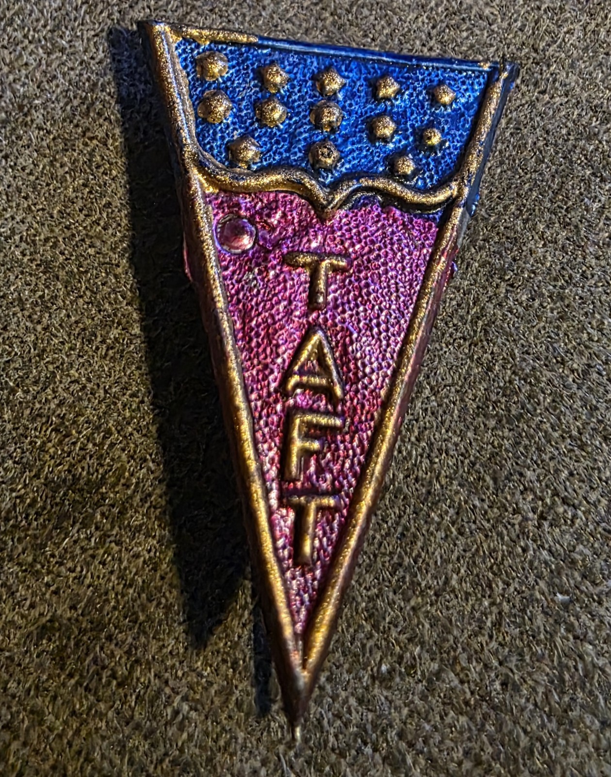 Antique 1908 Taft Presidential Campaign Pin Pennant Flag Cast Metal Stick Pin