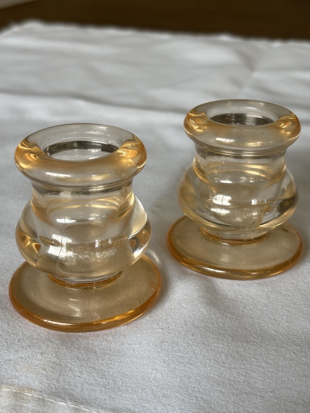 LOW AMBER GLASSDINNER CANDLEHOLDER - SET