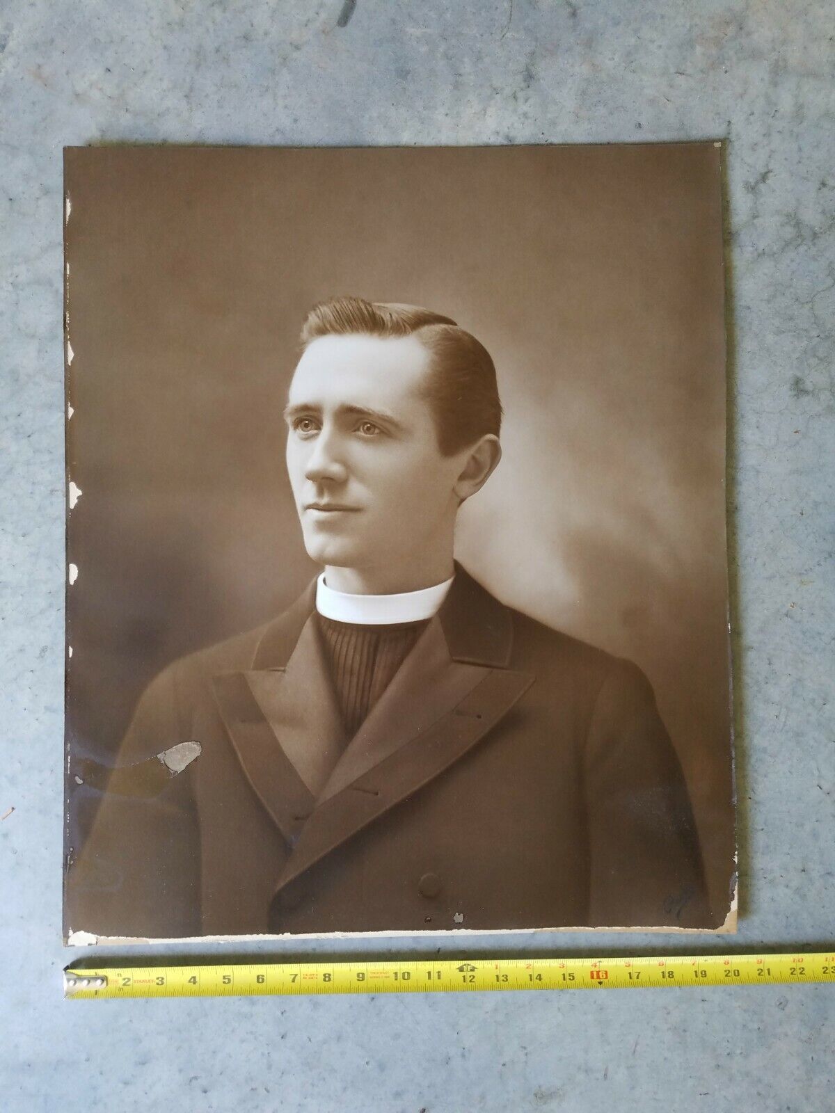 Vintage PECK STUDIO PHOTOGRAPH OF PRIEST 24 X 20