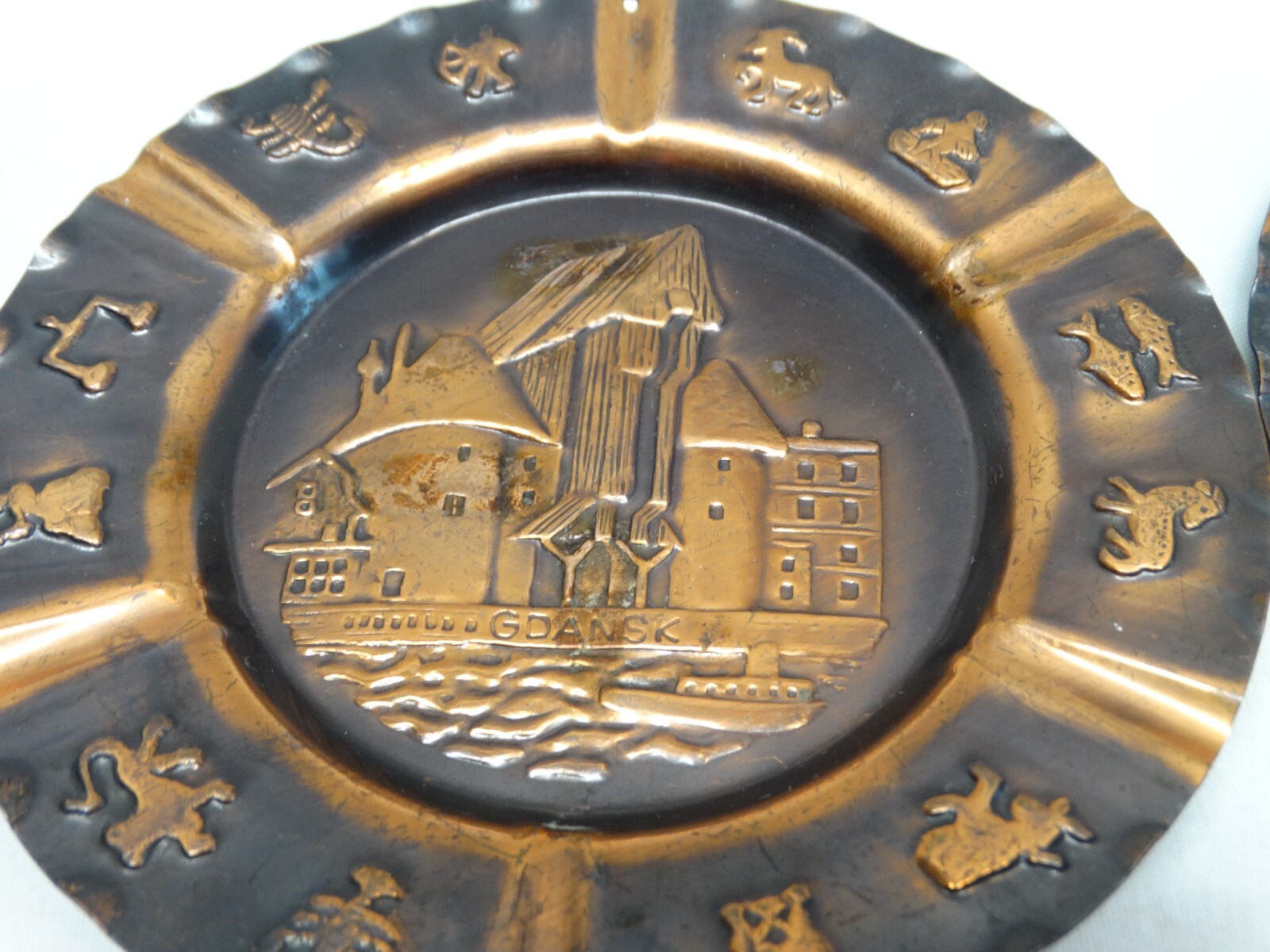 Gdansk Poland Souvenir Copper Plate Wall Hanging Plaque or Astray - Zodiac Signs