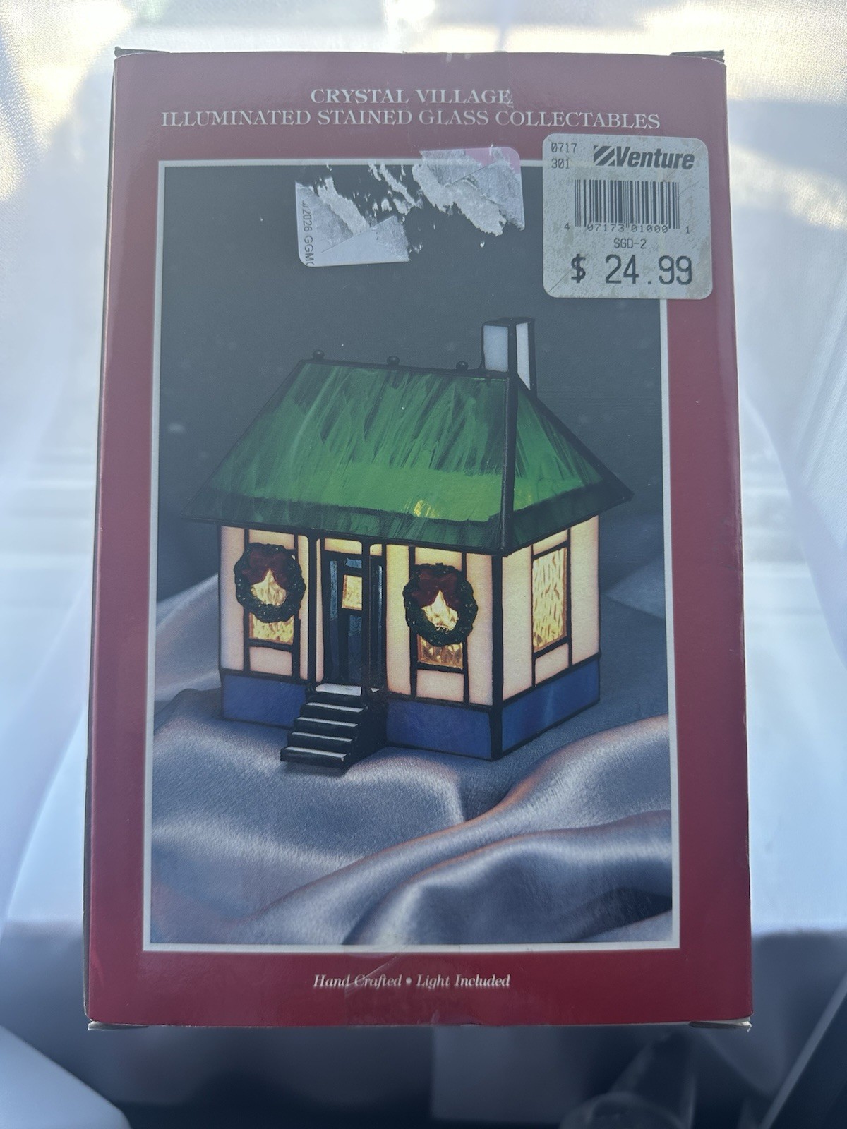Holiday Creations 1994 Crystal Village Stained Glass Illuminated House New