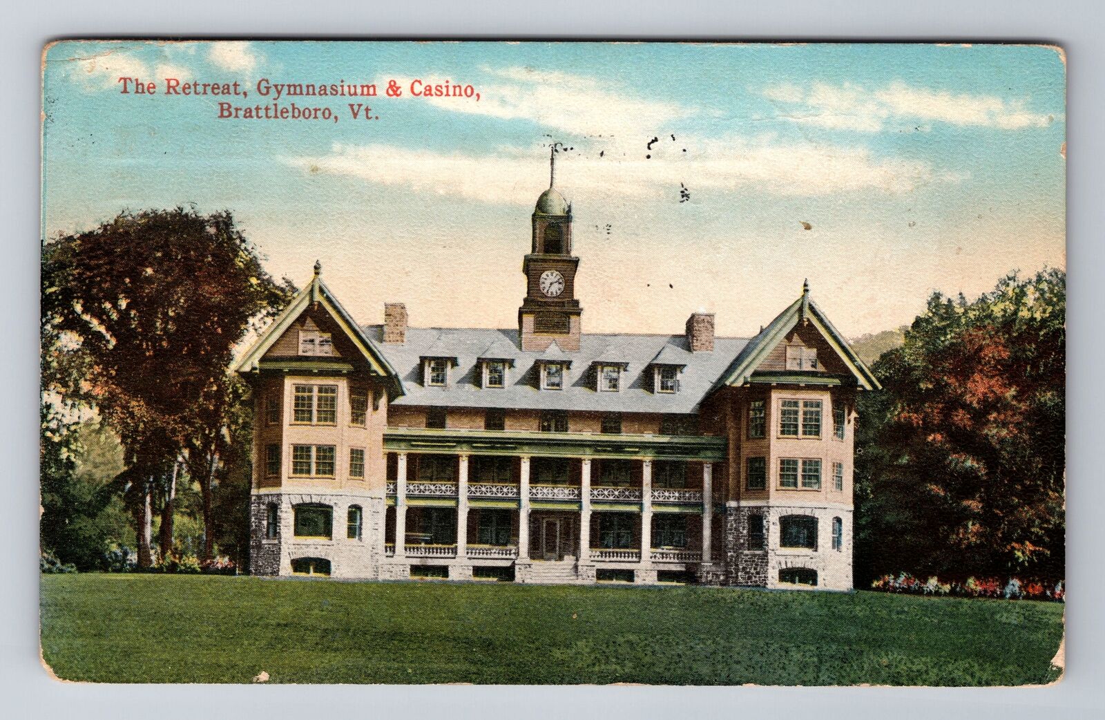 Brattleboro VT-Vermont, the Retreat, Gym and Casino, Antique Vintage Postcard
