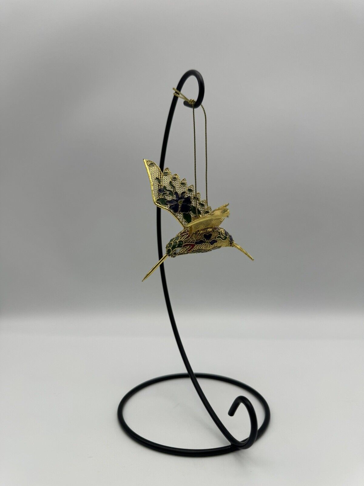 Decorative Hanging Floral Gold Hummingbird Figurine