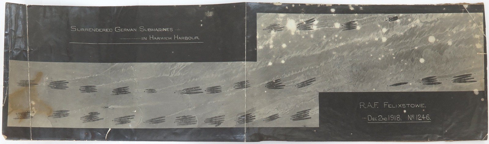 RARE WW1 1918 RAF Official Panoramic Aerial Photograph. Surrended German Subs