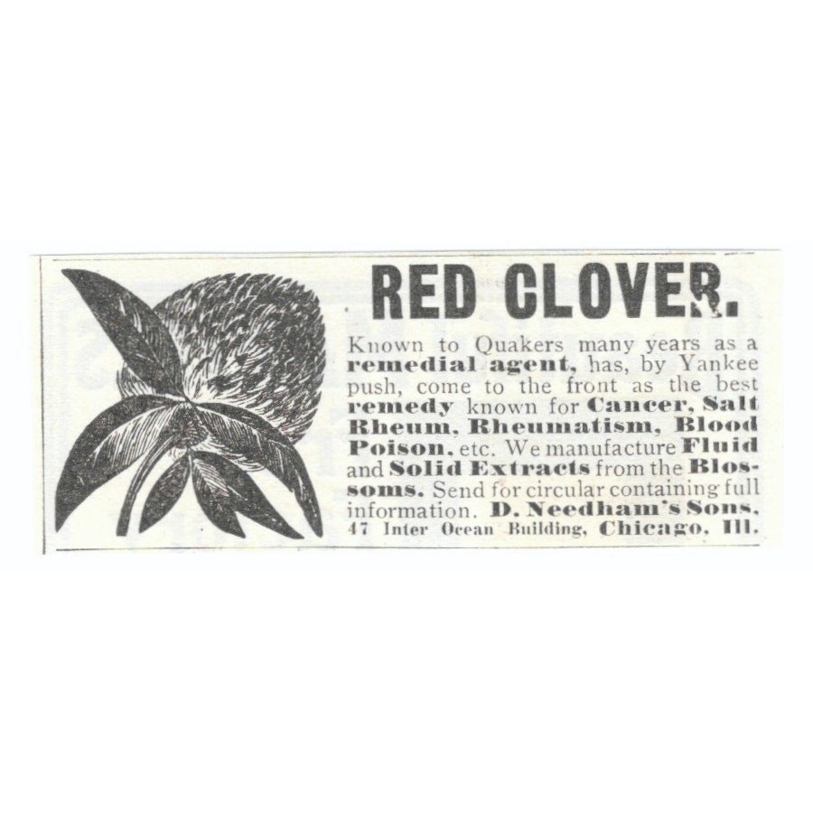 D. Needham\'s Sons Red Clover Chicago c1905 Original Advertisement AE7-SA1