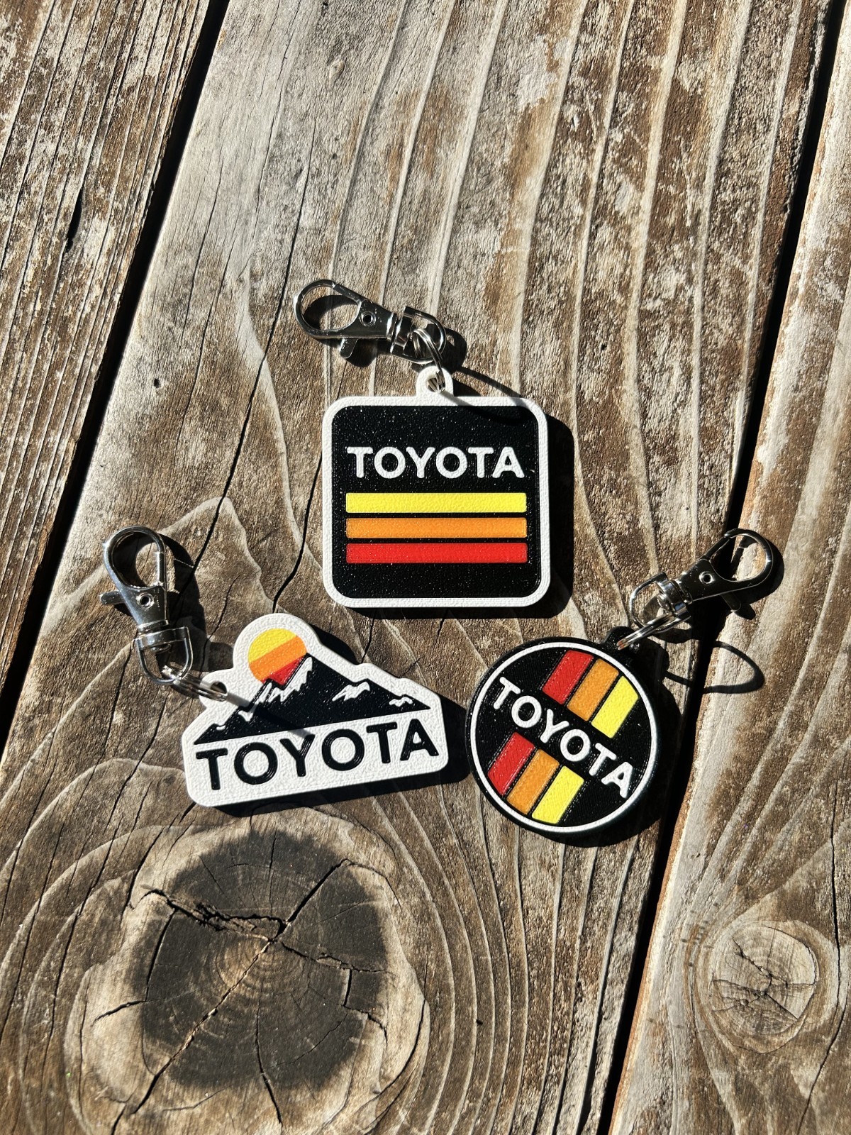 Custom Made Retro Toyota Keychain set Includes all 3