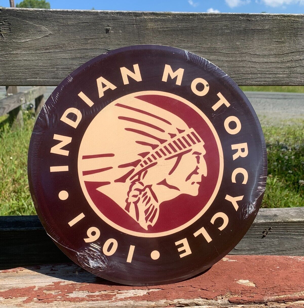 Indian Round Logo Motorcycles Vintage Sign Tin Metal Wall Garage Rustic Indian Round Logo Motorcycles Vintage Sign Tin Metal Wall Garage Rustic