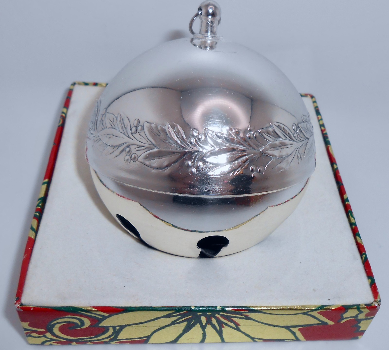 WALLACE Silversmiths 1971 SLEIGH BELL 1st Ornament Silver-plate & WRONG BOX H85