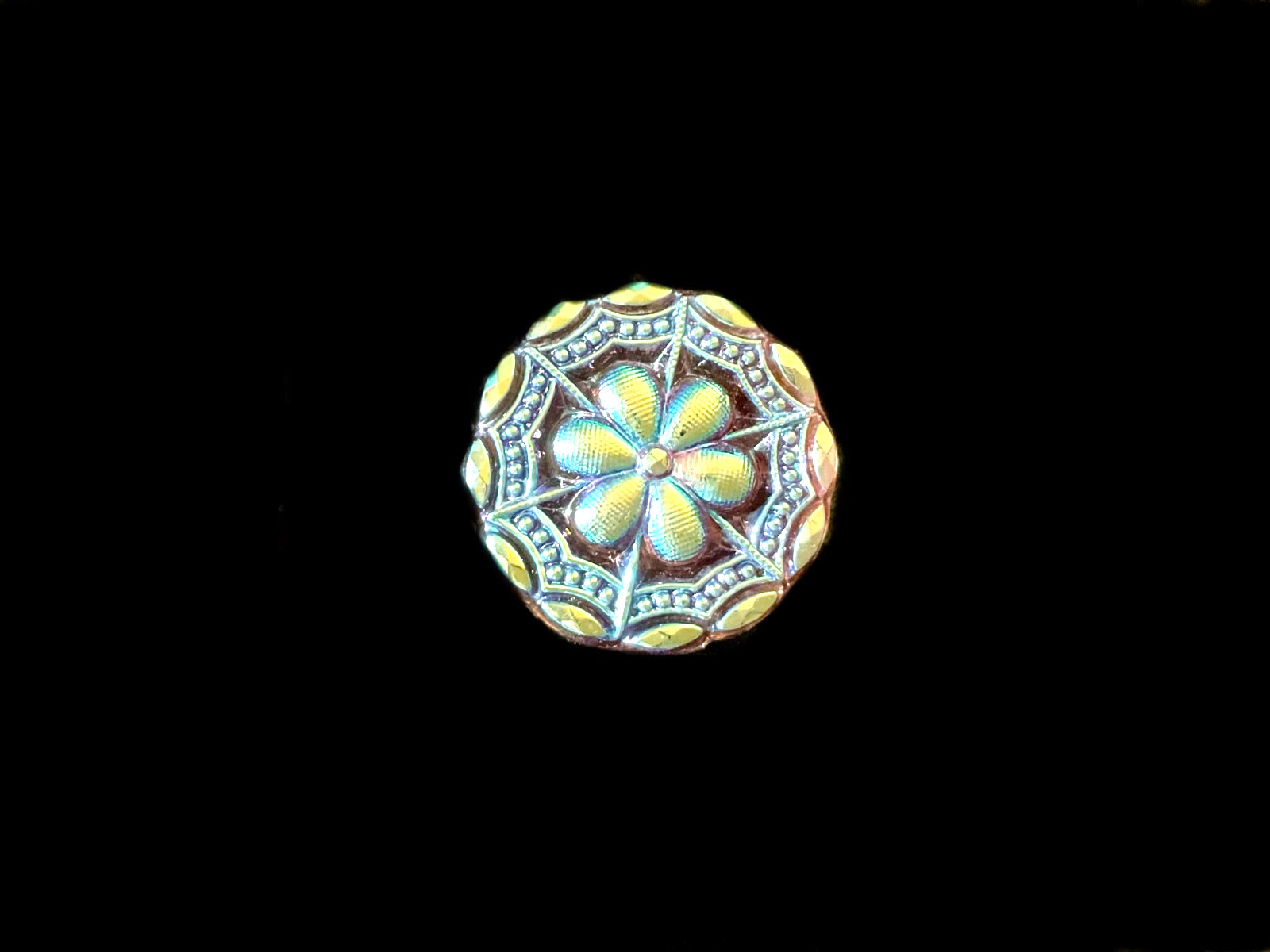 27mm Czech Crystal Purple Iridescent Glass Lacy Buttons # B563