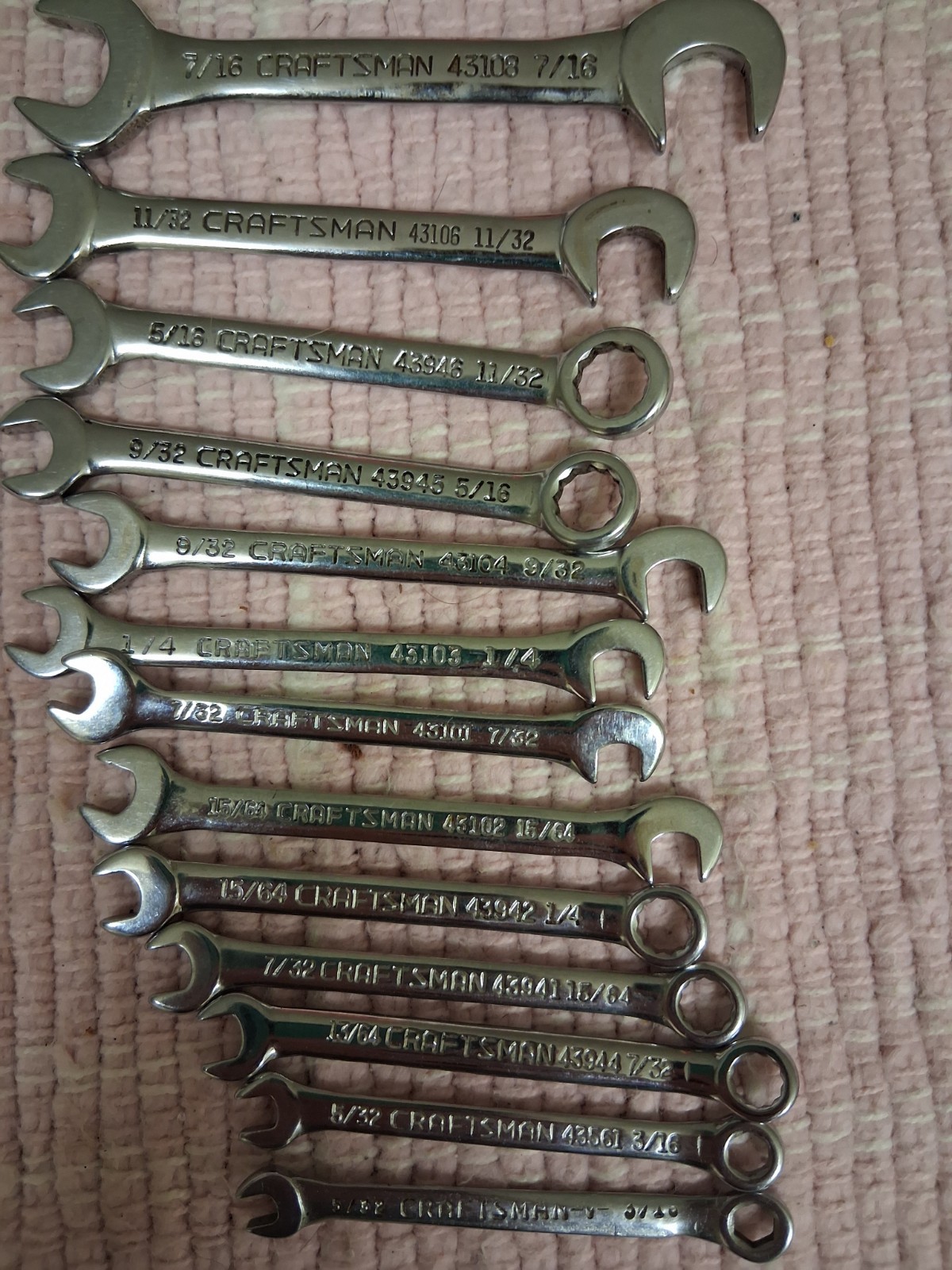 vintage 13 Piece Craftsman SAE Midget / Ignition Combination Wrench Set